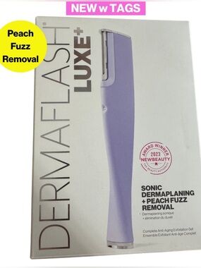 NEW in Box 💜 DERMAFLASH LUXE+ Dermaplaning, Peach Fuzz Removal Device (Lilac)